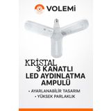 VOLEMİ 3 Kanatlı Kristal LED Ampul 90° Katlanabilir Enerji Tasarruflu Ultra Parlak Aydınlatma E27 Duy