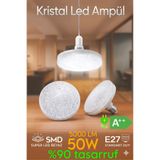 VOLEMİ Kristal Tasarım 50W Süper Led Ampul 5000 Lümen E27 Duy Beyaz Işık Yüksek Tasarruflu