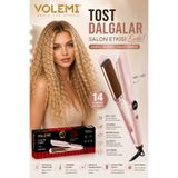 VOLEMİ Saç Tost Makinesi 14 Kademe Isı Ayarlı 100-230°C Seramik Plakalı Profesyonel Saç Dalgalandırıcı V-073