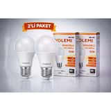 Volemi Vm-10S Sensörlü Led Ampul 10W 2000 Lümen E27 Duy 50000 Saat Ömür Enerji Tasarruflu Beyaz Işık 2 Adet