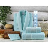 Volenka Fırat Soft Line 8 Parça Aile Bornoz Seti - Mint - Krem - Standart