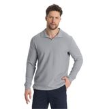 Volex Erkek Gri Likralı%100 Pamuk Yaka Detaylı Slim Fit Uzun Kollu Polo Yaka Swearshirt Gri 3XL