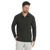 Volex Erkek Haki Likralı%100 Pamuk Yaka Detaylı Slim Fit Uzun Kollu Polo Yaka Swearshirt Haki XL