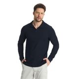 Volex Erkek Lacivert Likralı%100 Pamuk Yaka Detaylı Slim Fit Uzun Kollu Polo Yaka Swearshirt Lacivert XL
