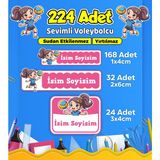 Voleybol Temalı Okul Kreş Kişiye Özel Isim Etiket Seti - Model 545