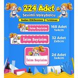 Voleybol Temalı Okul Kreş Kişiye Özel Isim Etiket Seti - Model 546