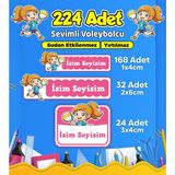 Voleybol Temalı Okul Kreş Kişiye Özel Isim Etiket Seti - Model 549