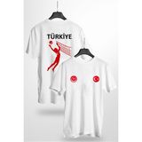 Voleybol Türkiye Tişört Milli Takım Forma Ön ve Sırt Baskılı - Beyaz