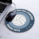 Voleybolcuya Hediye Isme Özel Yuvarlak Mousepad - Beyaz
