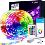 VOLIVO Akıllı Led Şerit Işıklar 30,5 m, RGB Uygulama Kontrollü Bluetooth Led Işık Şeridi Müzikle Senkronizasyon, Yatak Odası, Ev Dekorasyonu için Renk Değiştiren Led Işıklar
