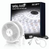 VOLIVO Beyaz LED Şerit, 10 m Kısılabilir LED Şerit 6500 K Parlak Gün Işığı Beyaz, Güçlü Yapıştırıcı, Ayna, Mutfak Dolapları, Yatak Odası için Esnek Bant Işık