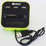 Volk Yeşil CB26 USB Combo 3 Port Hub SD Micro SD M2 MS Kart Okuyucu
