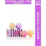 Volkan Ates Natural & Beauty 4'lü Banyo Topu Seti Lavanta - Misk - Vanilya - Gül 4X120 gr
