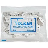 VOLKAN Volkan Lüks Oval Boru Askı Flanşı (Düz) | Nikel Renk | Dayanıklı ve Estetik | 100 ADET - Gri