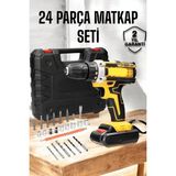 Volkan Ziraat Mühendislik Çift Bataryalı Metal Dişli Darbeli Şarjlı Matkap Seti 24W Güç ve 24 Parça Ak - VOLKAN4838-8