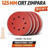 Volker 125 mm Cırt Zımpara Kağıdı 5 Adet – 8 Delikli Disk, Ahşap & Metal Uyumlu - 80 Kum
