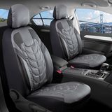 volkswagen Bora Uyumlu Deri Oto Koltuk Kılıfı Ön/arka 5li Set (Nova) Füme-Siyah - Füme - Siyah