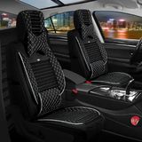 volkswagen Bora Uyumlu Lüks Deri Oto Koltuk Kılıfı Ön Arka Takım Set Dalyan Serisi Siyah Beyaz - Siyah - Beyaz