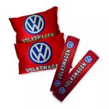 Volkswagen Dijital Baskılı Kırmızı Araç Seyahat Boyun Yastık 2'Li Set Volkswagen Emniyet Kemer Ped