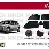 Volkswagen Golf 4 Havuzlu 3D Paspas Niken Siyah 1997-2003 Arası