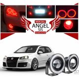 Volkswagen Golf 5 Uyumlu, Universal Mercekli Led Angel Sis Farı, 76mm Kırmızı Renk