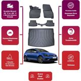 Volkswagen Golf 7 2017 Model Bagaj Havuzu+4d Araca Özel Havuzlu Paspas Takımıı Maxii - Siyah