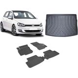 Volkswagen Golf 7-7.5 2013-2020 4.5D Havuzlu Paspas 3D Bagaj Havuzu Set - Siyah