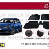 Volkswagen Golf 7 Havuzlu 3D Paspas Niken Siyah 2013+ Sonrasi