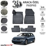 Volkswagen Golf 8 Manual 2021 Model ve Sonrası Tam Uyumlu Kokusuz 3D Havuzlu Paspas - Siyah