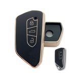 Volkswagen Golf 8 Seat Cupra Skoda Octavia Uyumlu Kumanda Anahtar Kılıfı Gold - Siyah