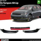 Volkswagen Golf Uyumlu 7,5 Abs Plastik Ön Tampon Alt Lip Kırmızı Ekli 4 Parça. 2018-2020 A+kalite Parça