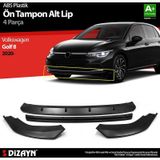 Volkswagen Golf Uyumlu 8 Abs Plastik Ön Tampon Alt Lip Siyah Ekli 4 Parça. 2020 Üzeri A+kalite Parça
