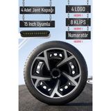 Volkswagen Jant Kapağı Seti 4 Adet 15" Inç Gri Siyah ( Golf Jetta Polo Caddy Passat Bora ) R023 - Gri - Siyah - 15 inç