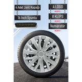 Volkswagen Jant Kapağı Seti 4 Adet 16" Inç Gri ( Golf Jetta Polo Caddy Passat Bora T7 Transporter ) G071 - 16 inç