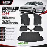 Volkswagen Jetta Cepli (Trendline) 2014 Araca Özel Derin Havuzlu Paspas ve Bagaj Havuzu Seti Semtaş - Siyah
