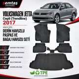 Volkswagen Jetta Cepli (Trendline) 2017 Araca Özel Derin Havuzlu Paspas ve Bagaj Havuzu Seti Semtaş - Siyah