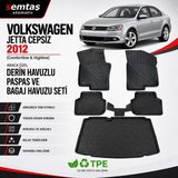 Volkswagen Jetta Cepsiz (Comfortline & Highline) 2012 Araca Özel Derin Havuzlu Paspas ve Bagaj Havuzu Seti Semtaş - Siyah