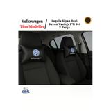 Volkswagen Logolu Siyah Deri Boyun Yastığı 2’Li Set – Araç Koltuk Boyun Destek Minderi
