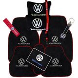 Volkswagen Nakışlı Araç Oto Halı Paspas & Polar Seyahat Boyun Yastığı & Araç Aksesuar Seti