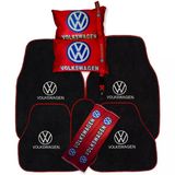 Volkswagen Nakışlı Oto Halı Paspas Volkswagen Dijital Baskılı Kırmızı Yastık & Emniyet Kemer Pedi