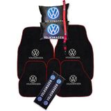 Volkswagen Nakışlı Oto Halı Paspas Volkswagen Dijital Baskılı Siyah Yastık & Emniyet Kemer Pedi