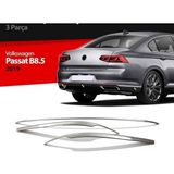 Volkswagen Passat B-8,5 2019 ve Üzeri Krom Arka Tampon Çıtası 3 Parça Paslanmaz Çelik - 315 Gri