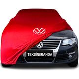 Volkswagen Passat B6 (2005 - 2010) Kırmızı Kumaş Araba Branda Logolu Kumaş Araba Brandası Penye Oto Branda - Araç modeline özel tasarım