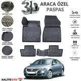 Volkswagen Passat B6 2006 Model Tam Uyumlu Kokusuz 3D Havuzlu Paspas - Siyah