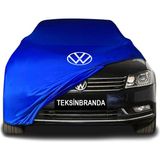 Volkswagen Passat B7 Sedan (2010 - 2014) Mavi Kumaş Araba Branda Logolu Kumaş Araba Brandası Penye Oto Branda - Araç modeline özel tasarım