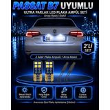 Volkswagen Passat B7 Uyumlu T10 W5W LED Plaka Ampul Seti 2 Adet Arıza Kesicili Canbus Parlak Beyaz