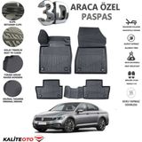 Volkswagen Passat B8 2018 Model Tam Uyumlu Kokusuz 3D Havuzlu Paspas - Siyah
