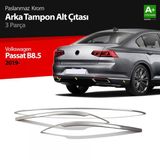 Volkswagen Passat B8.5 İcin Krom Arka Tampon Alt Citasi 3 Parca 2019 Ve Uzeri