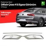 Volkswagen Passat B8.5 İcin Krom Egzoz Gorunumu Difuzor 4Lu R Line 3 Parca 2019 Ve Uzeri