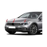 Volkswagen Passat B8.5 Uyumlu 2019 Ve Üzeri Krom Far Üzeri Çıta Ve Ön Panjur 3 Parça Paslanmaz Çelik